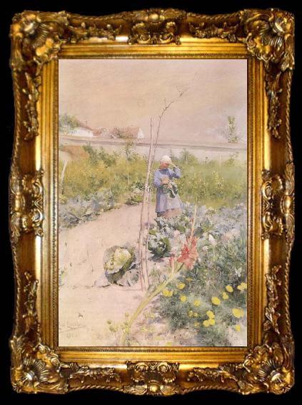framed  Carl Larsson In the Kitchen Garden, ta009-2